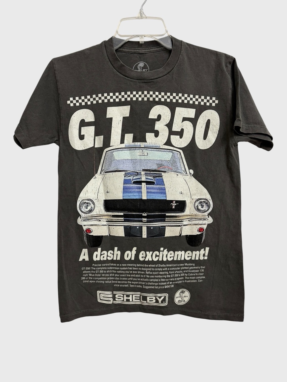 Shelby GT 350 Relaxed Graphic Tee Unisex Size XS Grey Retro Americana Distressed